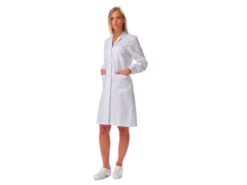 Amelia Camice Bianco Donna da Laboratorio modello Venere - norma ce - martingala cucito dietro, polso con elastico - Camice medicale